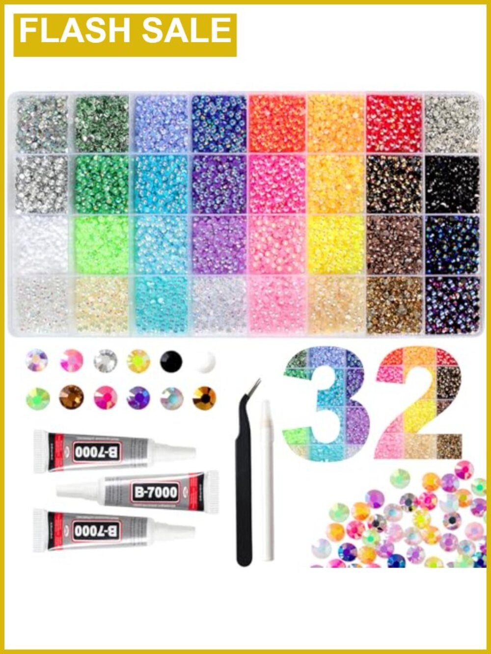 Bedazzling Kit 45000 Flatback Rhinestones 3mm Glue Tools Crafting